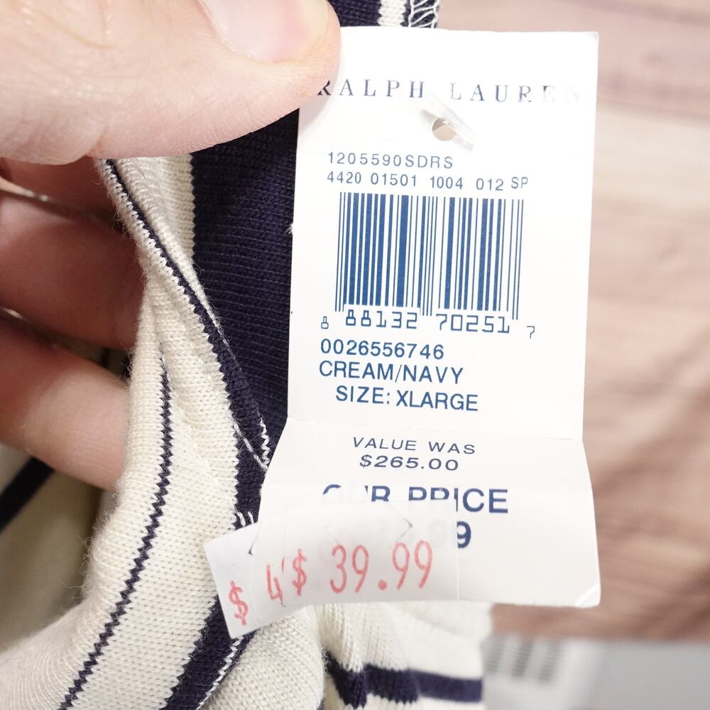 NWT RALPH LAUREN SPORT CREAM NAVY BLUE STRIPED LONG SLEEVE SWEATER DRESS XL NEW! - Picture 8 of 8
